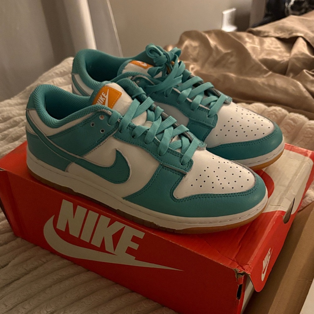 Nike Turquoise and White Low-Top Sneakers